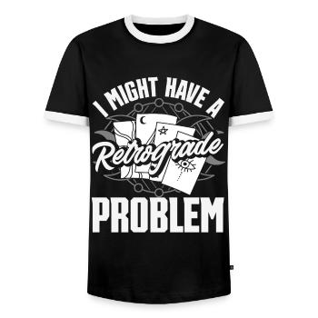 Retrograde planets Mercury retrograde - Men's Ringer Shirt - black/white - Front - AI Model Female 172 light (172cm) & AI Model Male 178 light (178cm)