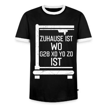 GCode Home est l'endroit où X0 Y0 20 est drôle - T-shirt contrasté Homme - noir/blanc - Devant - AI Model Female 172 light (172cm) & AI Model Male 178 light (178cm)