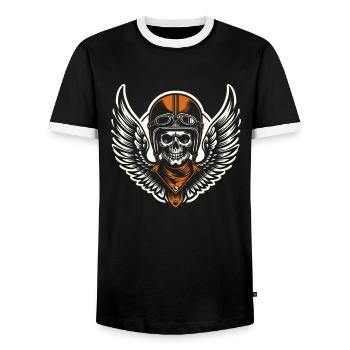 Motorrad Biker Motorbike Skull Motorcycle - Männer Kontrast-T-Shirt - Schwarz/Weiß - Vorne - AI Model Female 172 light (172cm) & AI Model Male 178 light (178cm)