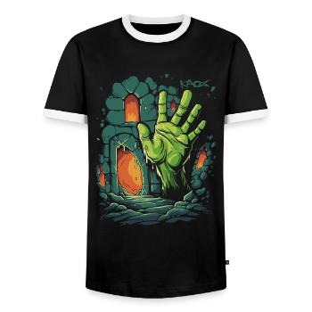 The Dungeon Zombie Hand - Men's Ringer Shirt - black/white - Front - AI Model Female 172 light (172cm) & AI Model Male 178 light (178cm)