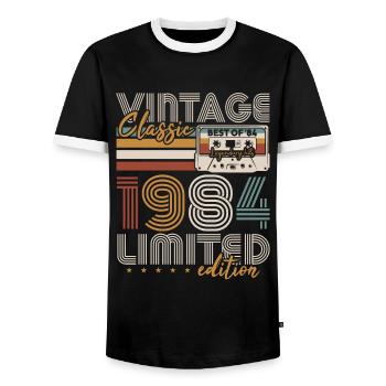 Vintage 1984 Geburtstagsgeschenk Jahrgang Retro - Männer Kontrast-T-Shirt - Schwarz/Weiß - Vorne - AI Model Female 172 light (172cm) & AI Model Male 178 light (178cm)