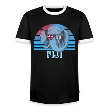 Fidschi - Männer Kontrast-T-Shirt - Schwarz/Weiß - Vorne - AI Model Female 172 light (172cm) & AI Model Male 178 light (178cm)