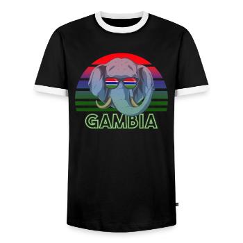 Gambie - T-shirt contrasté Homme - noir/blanc - Devant - AI Model Female 172 light (172cm) & AI Model Male 178 light (178cm)