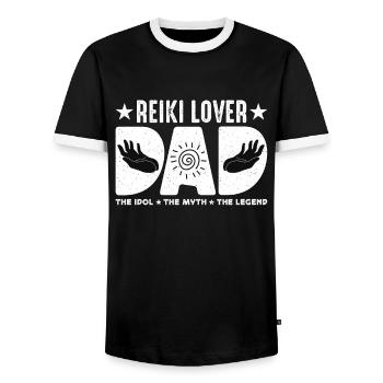 Papa Amant Reiki L’Idole Le Mythe Maître Reiki - T-shirt contrasté Homme - noir/blanc - Devant - AI Model Female 172 light (172cm) & AI Model Male 178 light (178cm)