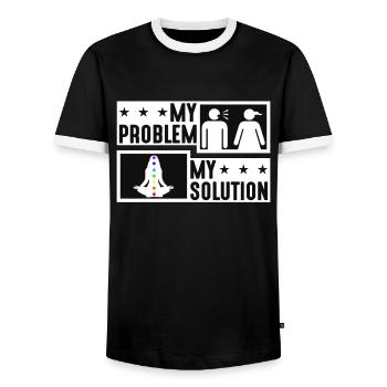 Amoureux du Reiki Mon Problème Ma Solution Pictogramme Maman - T-shirt contrasté Homme - noir/blanc - Devant - AI Model Female 172 light (172cm) & AI Model Male 178 light (178cm)