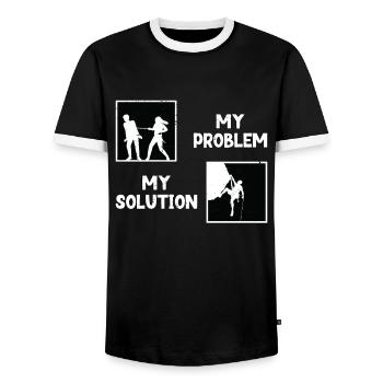 Grimpeur Mon problème Ma solution Pictogramme Papa - T-shirt contrasté Homme - noir/blanc - Devant - AI Model Female 172 light (172cm) & AI Model Male 178 light (178cm)