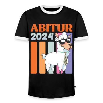 Diplôme d’études secondaires 2024 Diplôme d’études secondaires Lama Graduation - T-shirt contrasté Homme - noir/blanc - Devant - AI Model Female 172 light (172cm) & AI Model Male 178 light (178cm)