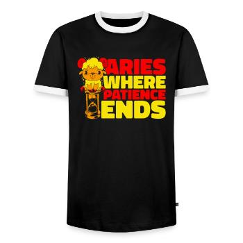 Aries Zodiac Sign - Men's Ringer Shirt - black/white - Front - AI Model Female 172 light (172cm) & AI Model Male 178 light (178cm)