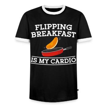 Pancake Lover Kids Flipping - Men's Ringer Shirt - black/white - Front - AI Model Female 172 light (172cm) & AI Model Male 178 light (178cm)