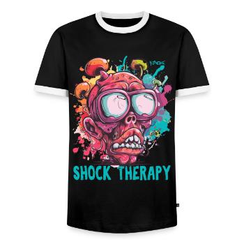 Shock Therapy Verrückter Typ Schädel - Männer Kontrast-T-Shirt - Schwarz/Weiß - Vorne - AI Model Female 172 light (172cm) & AI Model Male 178 light (178cm)