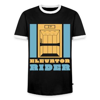 Elevator Rider Aufzug Lift Fahrstuhl - Men's Ringer Shirt - black/white - Front - AI Model Female 172 light (172cm) & AI Model Male 178 light (178cm)