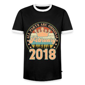 February 2018. February 2018 Birthday Gift. - Men's Ringer Shirt - black/white - Front - AI Model Female 172 light (172cm) & AI Model Male 178 light (178cm)