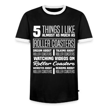 Roller Coaster Ride Roller Coaster Fan - Men's Ringer Shirt - black/white - Front - AI Model Female 172 light (172cm) & AI Model Male 178 light (178cm)