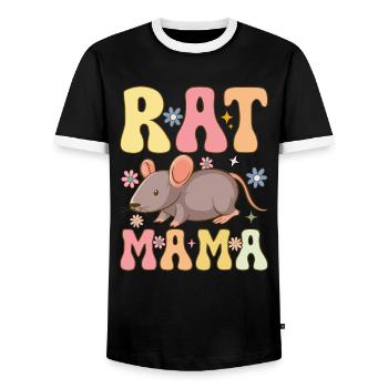 Groovy Rat Mom Female Rat Pet Owner - Men's Ringer Shirt - black/white - Front - AI Model Female 172 light (172cm) & AI Model Male 178 light (178cm)