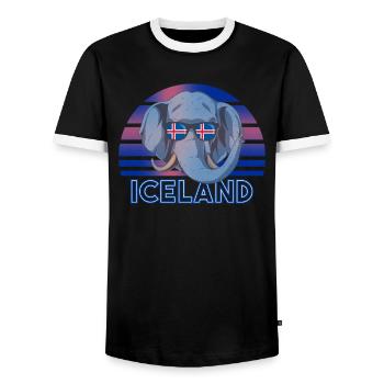 Islande - T-shirt contrasté Homme - noir/blanc - Devant - AI Model Female 172 light (172cm) & AI Model Male 178 light (178cm)
