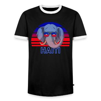 Haiti - Men's Ringer Shirt - black/white - Front - AI Model Female 172 light (172cm) & AI Model Male 178 light (178cm)