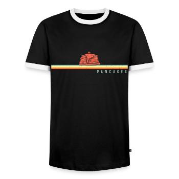 Pancake Lover Kids Pancakes - Men's Ringer Shirt - black/white - Front - AI Model Female 172 light (172cm) & AI Model Male 178 light (178cm)