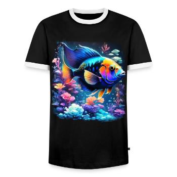 Angelfish - Men's Ringer Shirt - black/white - Front - AI Model Female 172 light (172cm) & AI Model Male 178 light (178cm)