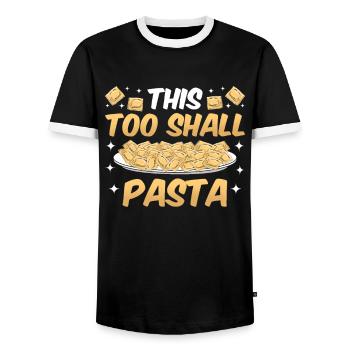 Funny Italian Ravioli Pasta - Men's Ringer Shirt - black/white - Front - AI Model Female 172 light (172cm) & AI Model Male 178 light (178cm)