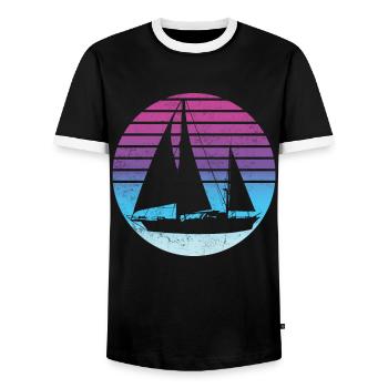 Retro Sailor Sailing - Men's Ringer Shirt - black/white - Front - AI Model Female 172 light (172cm) & AI Model Male 178 light (178cm)