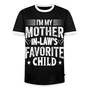 I Am My Mother in Low Favorite Child Son Daughter - Männer Kontrast-T-Shirt - Schwarz/Weiß - Vorne - AI Model Female 172 light (172cm) & AI Model Male 178 light (178cm)