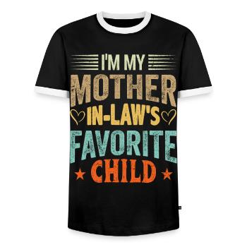 Je suis ma mère dans faible préféré enfant fils fille - T-shirt contrasté Homme - noir/blanc - Devant - AI Model Female 172 light (172cm) & AI Model Male 178 light (178cm)
