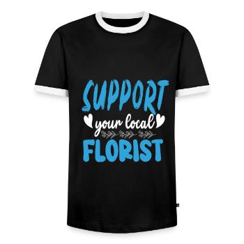 Designer floral Fleuriste Fleuriste Fleuriste - T-shirt contrasté Homme - noir/blanc - Devant - AI Model Female 172 light (172cm) & AI Model Male 178 light (178cm)