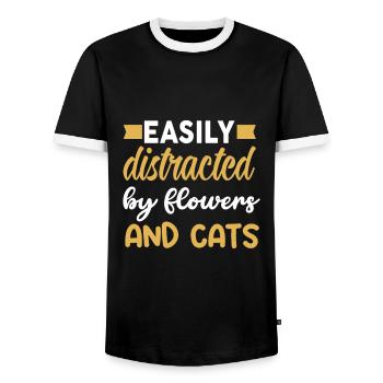 Designer floral Fleuriste Fleuriste Fleuriste - T-shirt contrasté Homme - noir/blanc - Devant - AI Model Female 172 light (172cm) & AI Model Male 178 light (178cm)