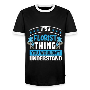 Designer floral Fleuriste Fleuriste Fleuriste - T-shirt contrasté Homme - noir/blanc - Devant - AI Model Female 172 light (172cm) & AI Model Male 178 light (178cm)