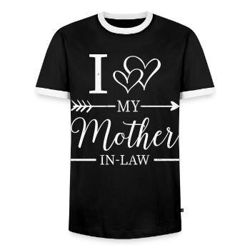 J’aime ma mère en bas fils en beaux-arts cadeaux - T-shirt contrasté Homme - noir/blanc - Devant - AI Model Female 172 light (172cm) & AI Model Male 178 light (178cm)