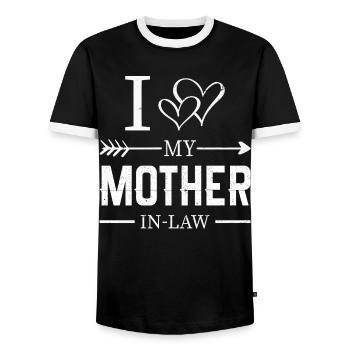 I Love My Mother in Low Son in Law Gifts - Männer Kontrast-T-Shirt - Schwarz/Weiß - Vorne - AI Model Female 172 light (172cm) & AI Model Male 178 light (178cm)