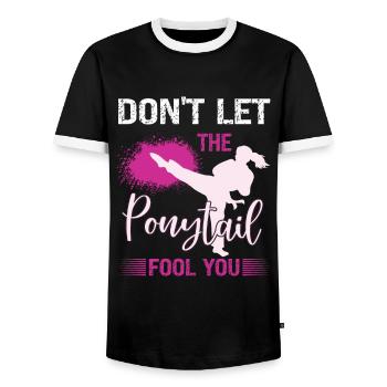 Karate Girl Martial Arts Women Karate Kick - Männer Kontrast-T-Shirt - Schwarz/Weiß - Vorne - AI Model Female 172 light (172cm) & AI Model Male 178 light (178cm)