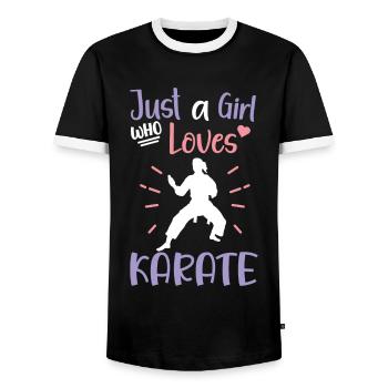 Karate Girl Martial Arts Women Karate Kick - Männer Kontrast-T-Shirt - Schwarz/Weiß - Vorne - AI Model Female 172 light (172cm) & AI Model Male 178 light (178cm)