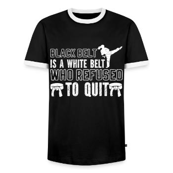 Karate Girl Martial Arts Women Karate Kick - Männer Kontrast-T-Shirt - Schwarz/Weiß - Vorne - AI Model Female 172 light (172cm) & AI Model Male 178 light (178cm)