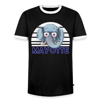 Mayotte - Männer Kontrast-T-Shirt - Schwarz/Weiß - Vorne - AI Model Female 172 light (172cm) & AI Model Male 178 light (178cm)