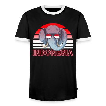 Indonesia - Men's Ringer Shirt - black/white - Front - AI Model Female 172 light (172cm) & AI Model Male 178 light (178cm)