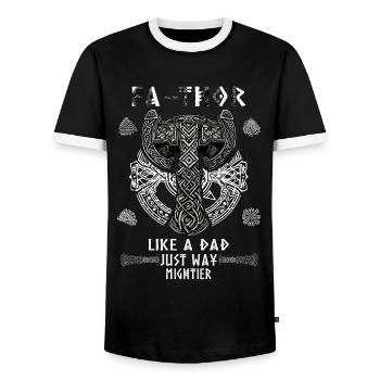 Vathor - Father's Day Father's Day Gift Viking - Men's Ringer Shirt - black/white - Front - AI Model Female 172 light (172cm) & AI Model Male 178 light (178cm)