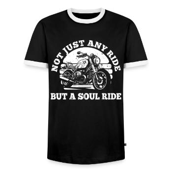 Moto Motard Motard - T-shirt contrasté Homme - noir/blanc - Devant - AI Model Female 172 light (172cm) & AI Model Male 178 light (178cm)