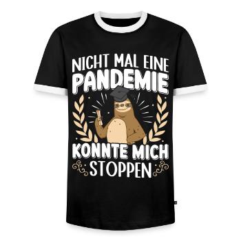 Masterabschluss Pandemie konnte mich nicht Stoppen - Männer Kontrast-T-Shirt - Schwarz/Weiß - Vorne - AI Model Female 172 light (172cm) & AI Model Male 178 light (178cm)
