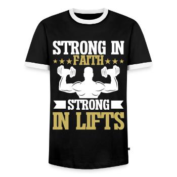 Jesus Christliches Fitnessstudio Workout - Männer Kontrast-T-Shirt - Schwarz/Weiß - Vorne - AI Model Female 172 light (172cm) & AI Model Male 178 light (178cm)