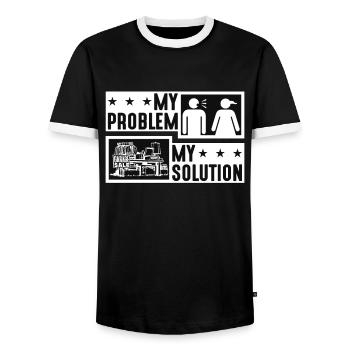 Garage Sales Lover My Problem My Pictogram Mom Dad - Men's Ringer Shirt - black/white - Front - AI Model Female 172 light (172cm) & AI Model Male 178 light (178cm)