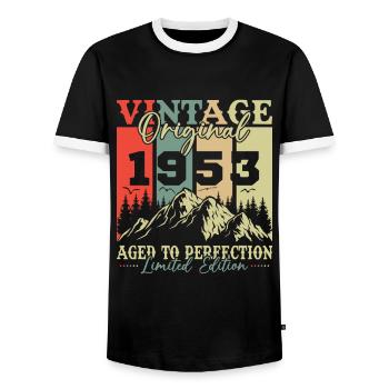Original 1953 Vintage Geburtstag Retro - Männer Kontrast-T-Shirt - Schwarz/Weiß - Vorne - AI Model Female 172 light (172cm) & AI Model Male 178 light (178cm)