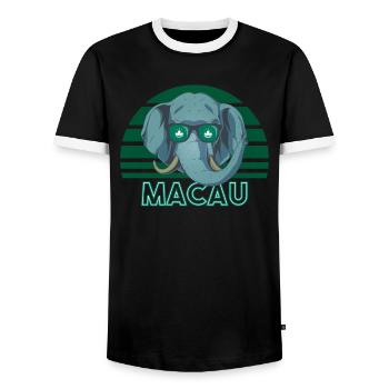 Macau - Männer Kontrast-T-Shirt - Schwarz/Weiß - Vorne - AI Model Female 172 light (172cm) & AI Model Male 178 light (178cm)