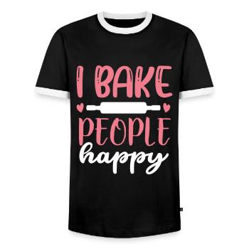 Cuisson Jeu de mots Cuire Cuisinier Chef Boulanger - T-shirt contrasté Homme - noir/blanc - Devant - AI Model Female 172 light (172cm) & AI Model Male 178 light (178cm)