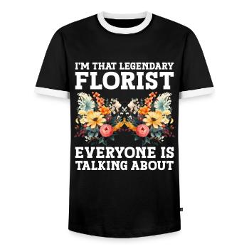 Designer floral Fleuriste Fleuriste Fleuriste - T-shirt contrasté Homme - noir/blanc - Devant - AI Model Female 172 light (172cm) & AI Model Male 178 light (178cm)