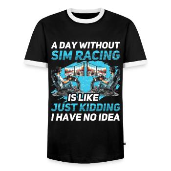 Simulateur Cockpit Esports Sim Racing - T-shirt contrasté Homme - noir/blanc - Devant - AI Model Female 172 light (172cm) & AI Model Male 178 light (178cm)