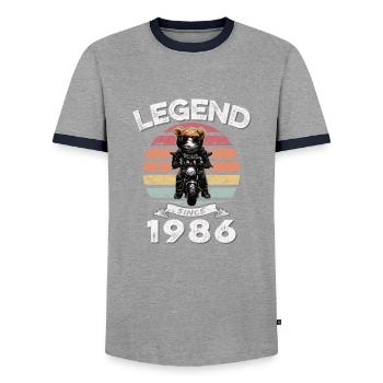 1986 Geburtstag Legend since sunset Teddy - Männer Kontrast-T-Shirt - Grau/Navy  - Vorne - AI Model Female 172 light (172cm) & AI Model Male 178 light (178cm)