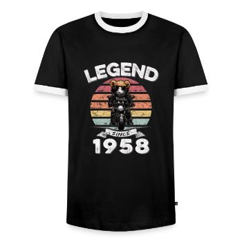 1958 anniversaire légende depuis le coucher du soleil Teddy - T-shirt contrasté Homme - noir/blanc - Devant - AI Model Female 172 light (172cm) & AI Model Male 178 light (178cm)