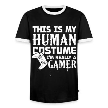 Je suis vraiment un joueur - T-shirt contrasté Homme - noir/blanc - Devant - AI Model Female 172 light (172cm) & AI Model Male 178 light (178cm)