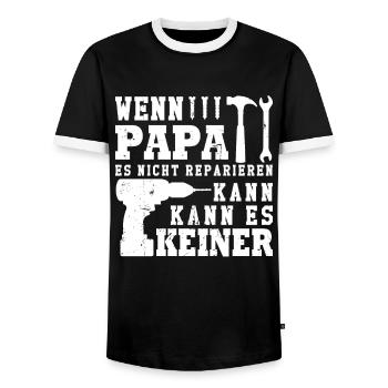 Si papa ne peut pas le réparer, personne ne le peut - T-shirt contrasté Homme - noir/blanc - Devant - AI Model Female 172 light (172cm) & AI Model Male 178 light (178cm)